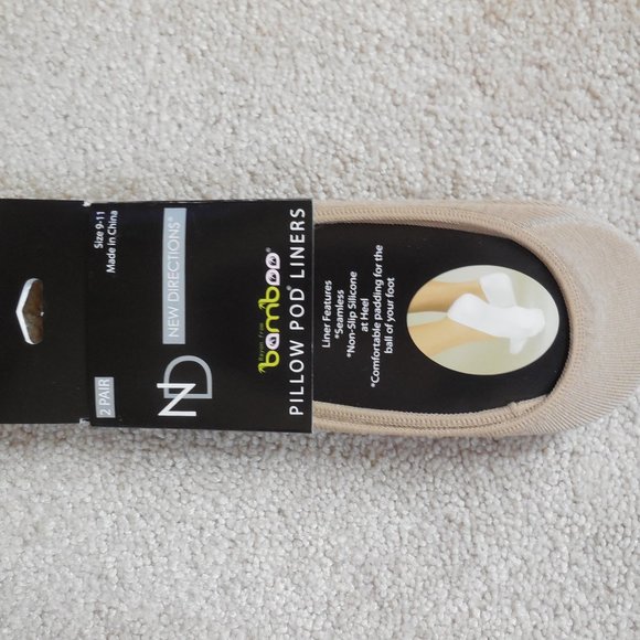 Lot of 3 New Directions 2 Pack Bamboo Pillow Sole Liner Socks Sock Size 9-11 Nud - Picture 4 of 10